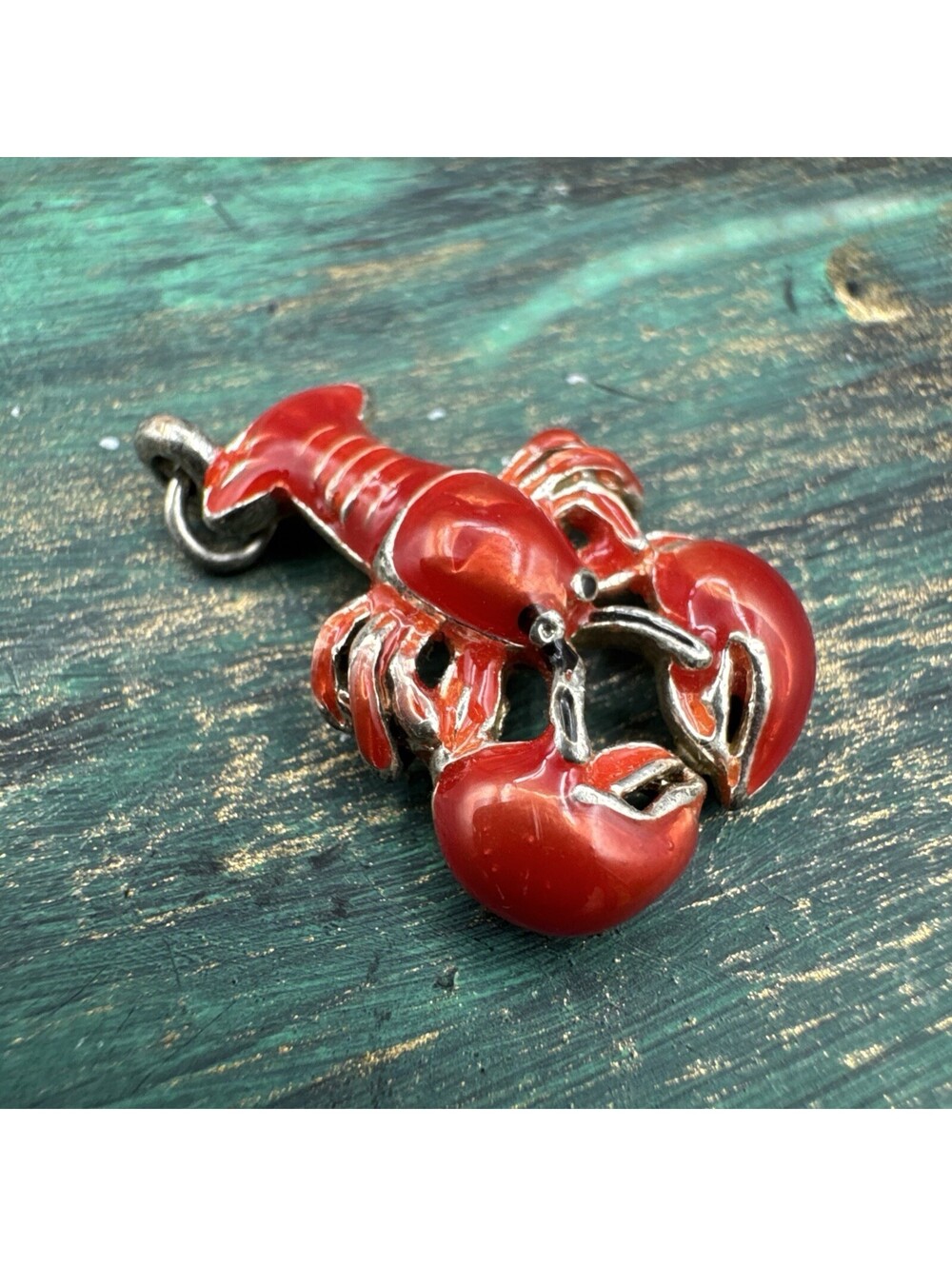 Vintage Red Lobster Enamel Charm Rare Ocean Sea Life Maine Coastal HTF